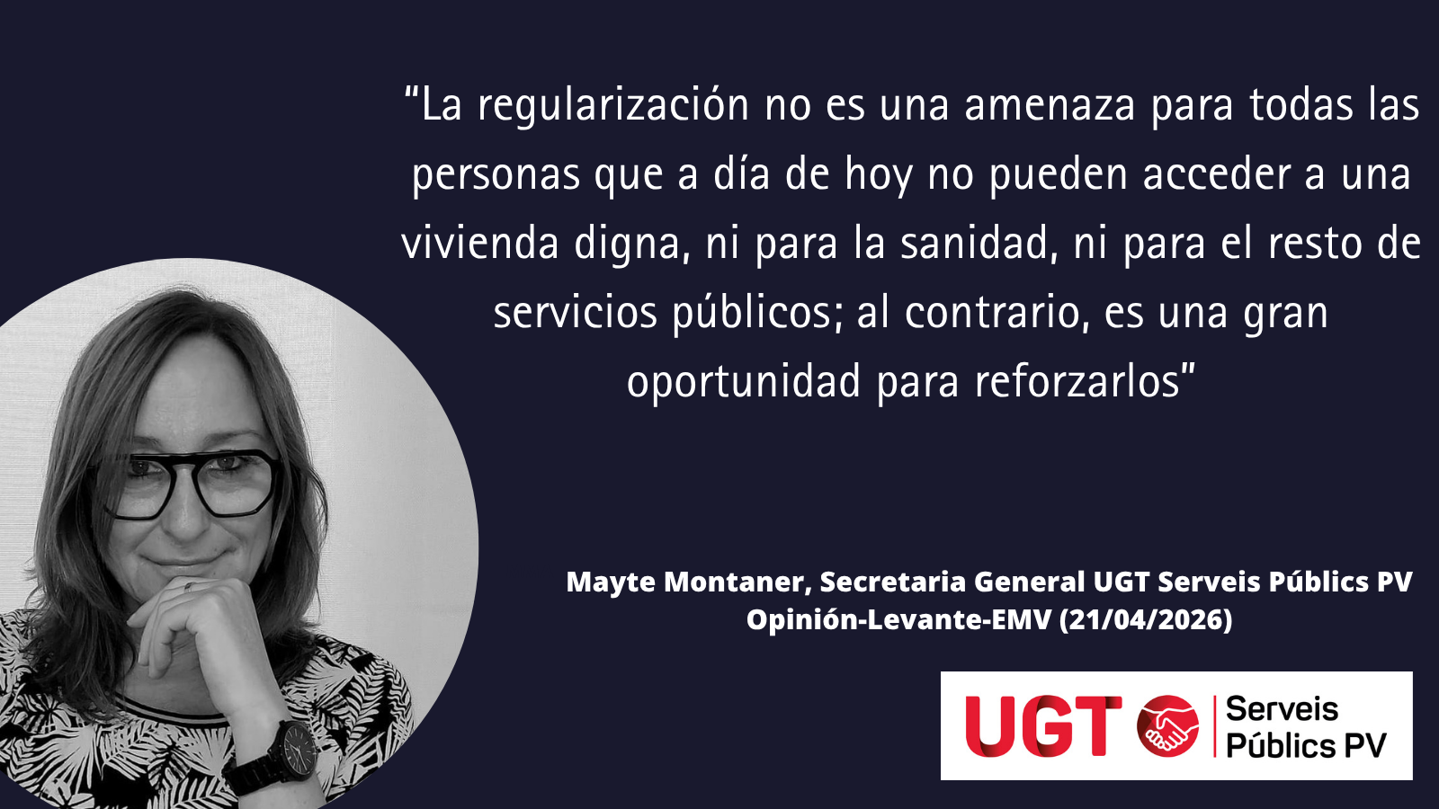 Mayte Montaner (Opinión): «Regularizar vidas, reforzar servicios públicos»