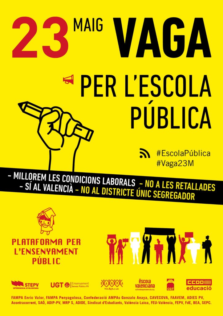 Lee más sobre el artículo 23 de maig: vaga per l’escola pública