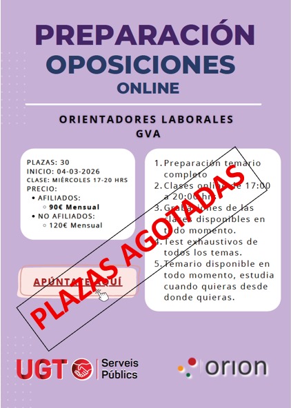 Lee más sobre el artículo Curso para las oposiciones de personal orientador laboral de la Generalitat (plazas agotadas)