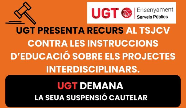 En este momento estás viendo UGT presenta recurso al TSJCV contra la resolución de Educación que obliga a cambiar los horarios en Secundaria