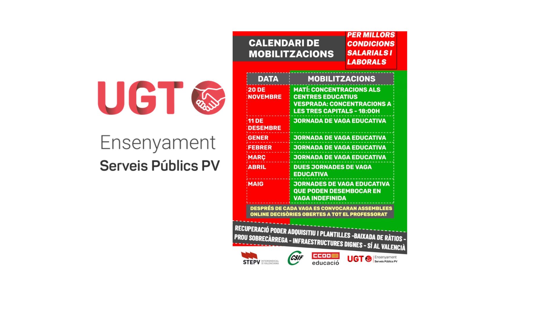 En este momento estás viendo La primera vaga educativa serà l’11 de desembre