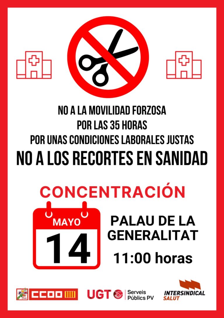 Lee más sobre el artículo El personal sanitario se concentra mañana frente al Palau de la Generalitat