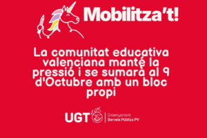 La comunitat educativa valenciana manté la pressió i se sumarà al 9 d’Octubre amb un bloc propi