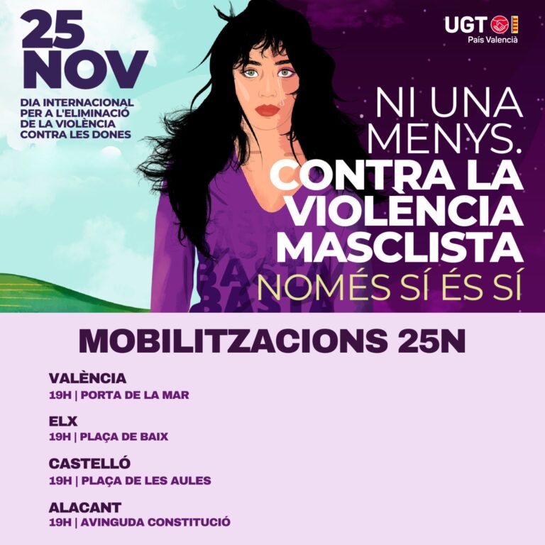 Lee más sobre el artículo UGT Serveis Públics participa en la manifestación del 25N para exigir el fin de la violencia machista