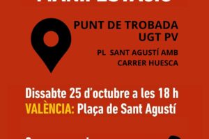 UGT Serveis Públics, con las víctimas en la manifestación del primer aniversario de la Dana