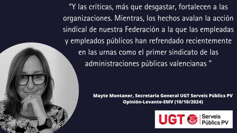 Lee más sobre el artículo Mayte Montaner (opinión): «A vueltas con el sindicalismo»