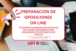Cursos on line para aprobar las oposiciones para auxiliar administrativo/a de la Diputación y el Ayuntamiento de València