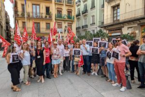 Protesta a favor del teletrabajo frente al Palau de la Generalitat